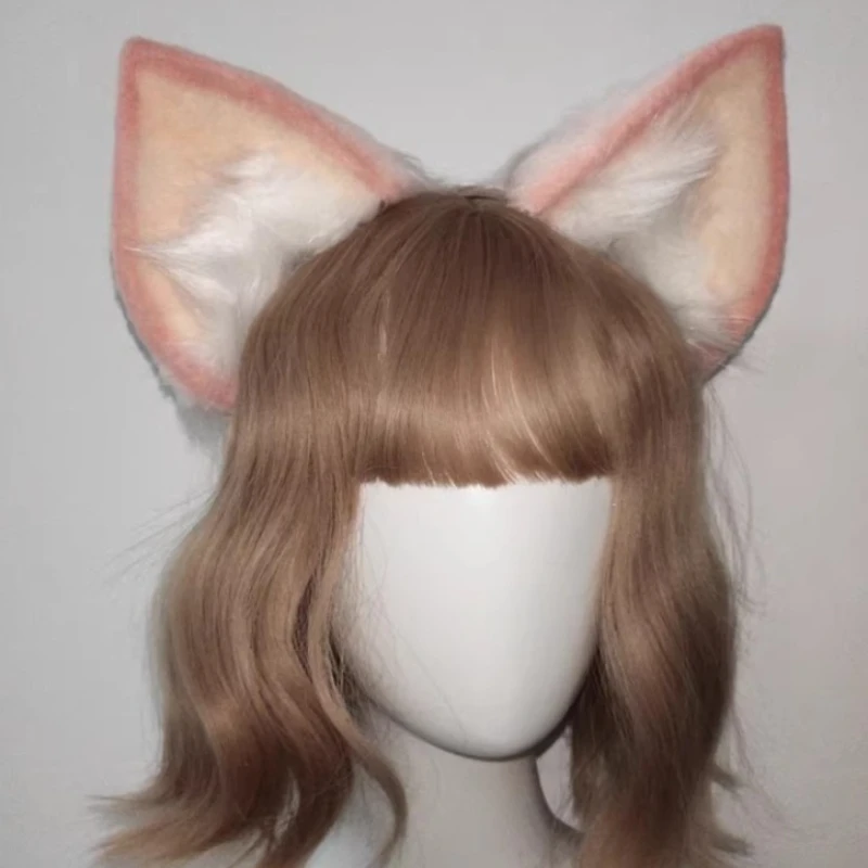 Cosplay Accessories Lina Belle Fox Pink Headpiece Tail Animal Plush Fox Ear Headpiece Fur Set Animal Ears Costume Props