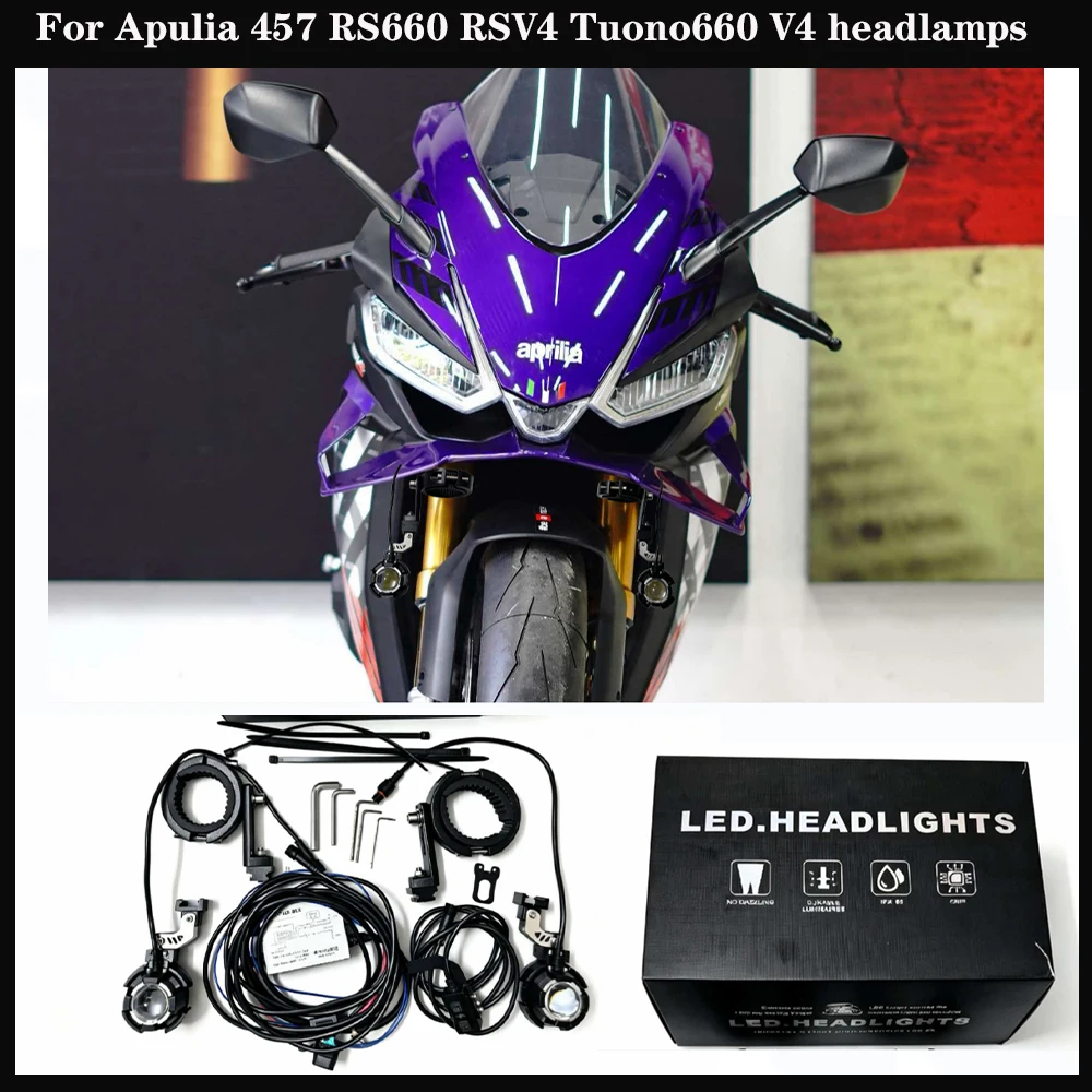Driving Light for Aprilia 457 RS660 RSV4 Tuono660 V4, 120W, 360° Adjustable, Quick Dismountable Anti-Fog Lights, Strobe Lights.