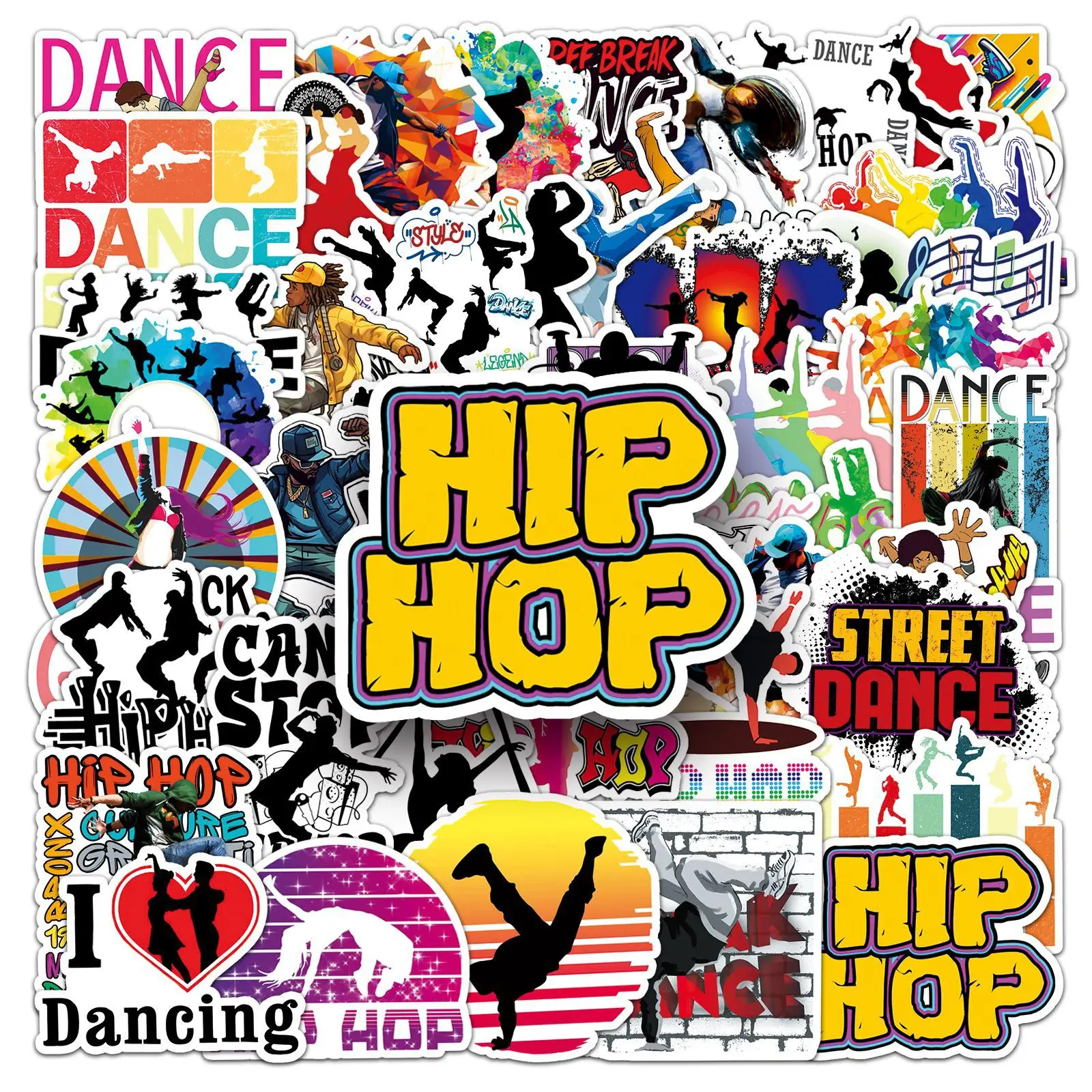 10/30/50PCS Cool Hip Hop Street Dance Art Sticker DIY Phone Laptop Luggage Skateboard Graffiti Decals Fun for Kid Toy