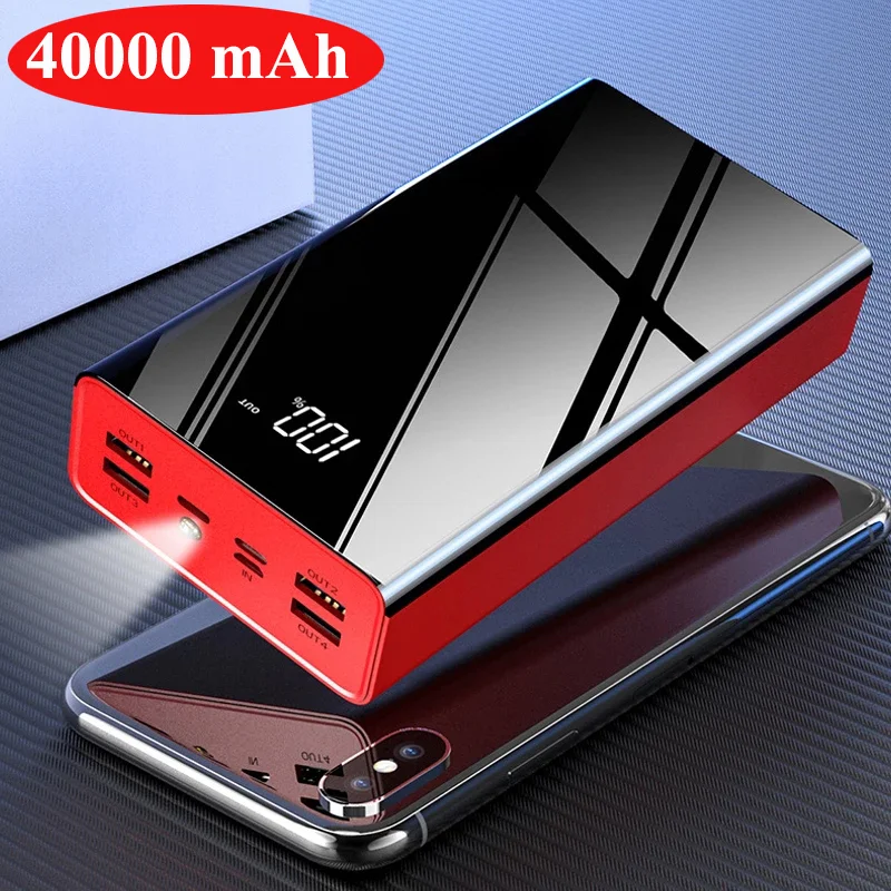 

Large Capacity Power Bank 40000mAh Four USB Port Portable Charger for iPhone 15 14 Samsung Xiaomi Huawei Powerbank Spare Battery