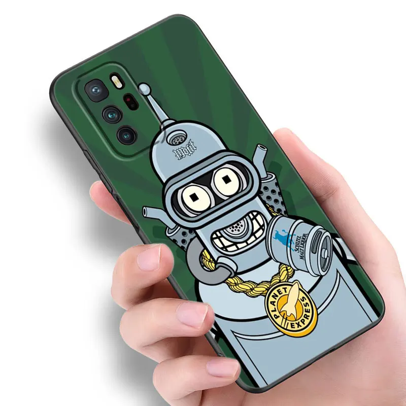 Cartoon Futurama Bender Black Silicone Phone Case For Xiaomi Redmi Note 10 11 11S 12 13 4G 8 9 11T Pro 5G Plus 8T 9S 10S 12S