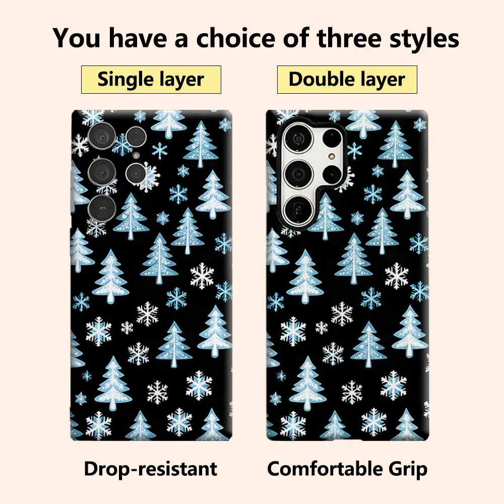 Ice Pine Snowflake Winter Luxury Fashion Full Lens Protective Case for Samsung Galaxy S26 S25 S24 A56 A36 Plus Ultra