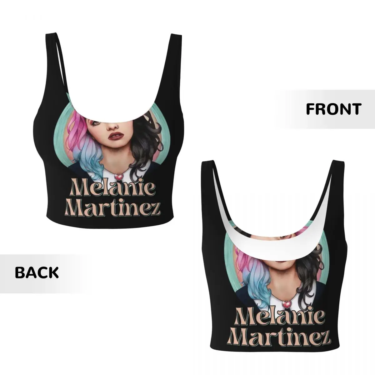 Custom Music Singer Melanie Martinez High Impact Sports Bras for Women Seamless Workout Yoga Crop Tank Tops