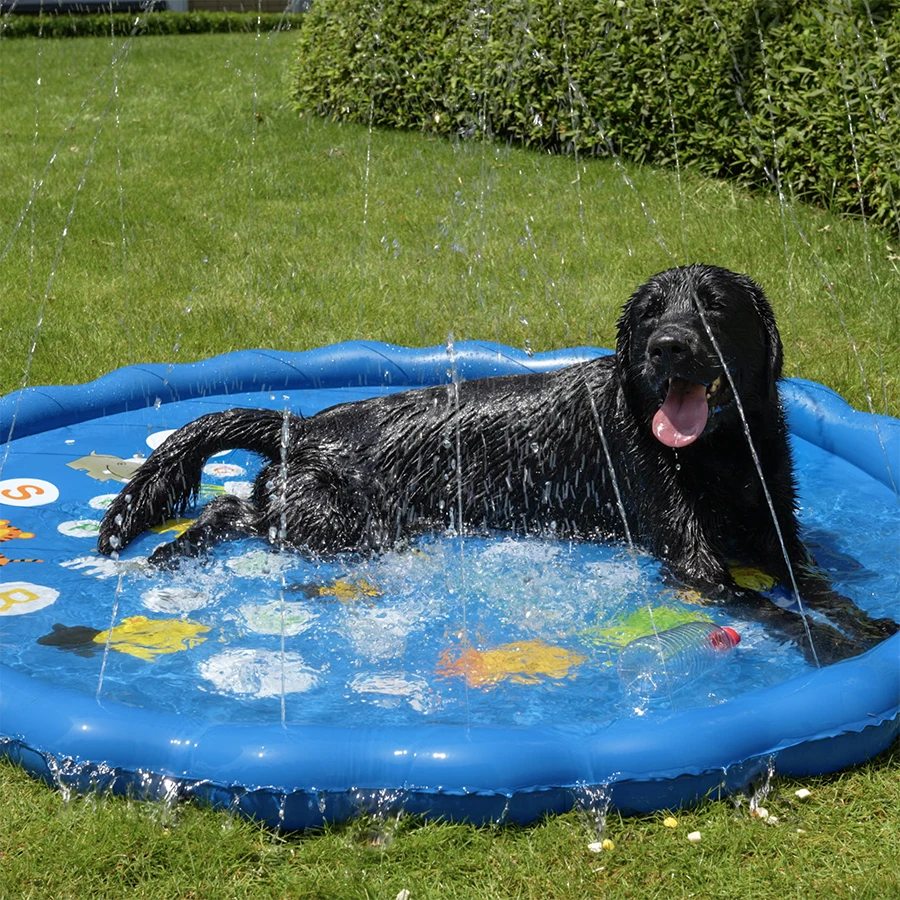 100/170cm Children\'s Toys Water Spray Mat PVC Thickened Pet Bath Inflatable Pool Bath Outdoor Games Dog Toys