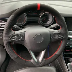 Customize Black Suede Car Steering Wheel Cover For Opel Astra(K) Corsa(E) Crossland X Grandland X Leather Steering Wraps