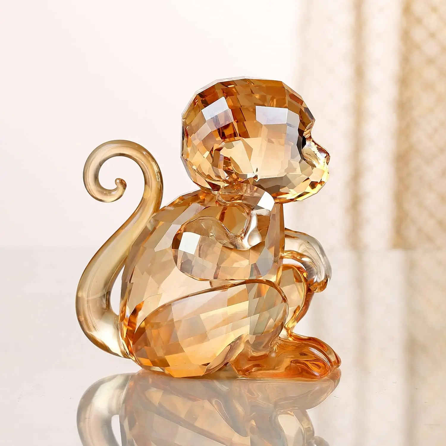 Imagem -04 - Crystal Little Monkey Animais Figurines Adorável Artesanato Decorações para Casa Decoração Ornamentos Miniaturas Colecionáveis Presentes de Aniversário