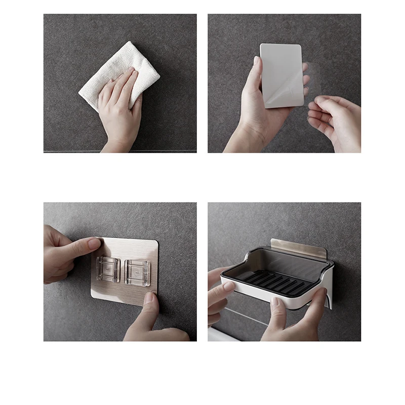 Perforation-Free Wall Mounted Drainable Soap Box Toilet Creative Soap Rack Double Layer Soap Rack With Hook