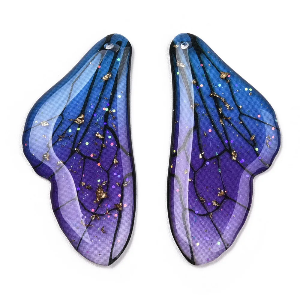 20Pairs Resin Insects Wing Big Pendants Butterfly Wing Charm with Gold Foil for DIY Earring Bracelet Necklace Jewelry Making