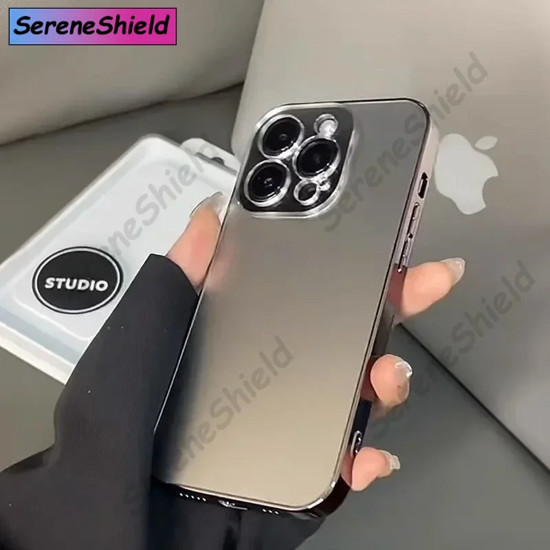 حافظة رفيعة غير لامعة لهاتف آيفون 11 12 13 14 15 16 برو ماكس واقي للعدسات الزجاجية غطاء ممتص للصدمات #4
