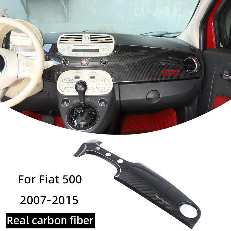 

For Fiat 500 2007-2015 real dry carbon fiber passenger dashboard dashboard cover frame decoration car modification accessories