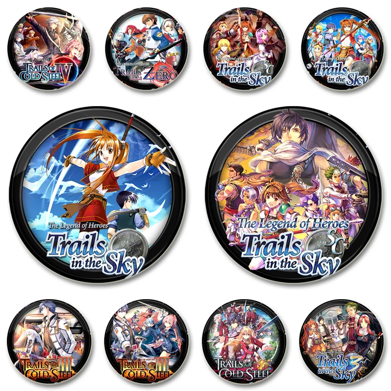 44/58mm The Legend of Heroes Badge Cosplay Game Brooches Handmade Tinplate Lapel Pins for Backpack Clothes Jewelry Accessories