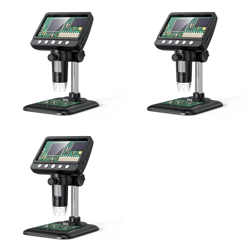 New-3X Digital Microscope, 4.3Inch LCD USB Microscope, 1080P Magnifier With 8 Adjustable LED Lights, PC View