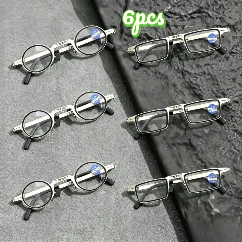 2/4/6pcs Unisex Folding Presbyopia Glasses, Anti Blue Light Portable Magnifier Reading Eyeglasses Grade +1.0~+4.0