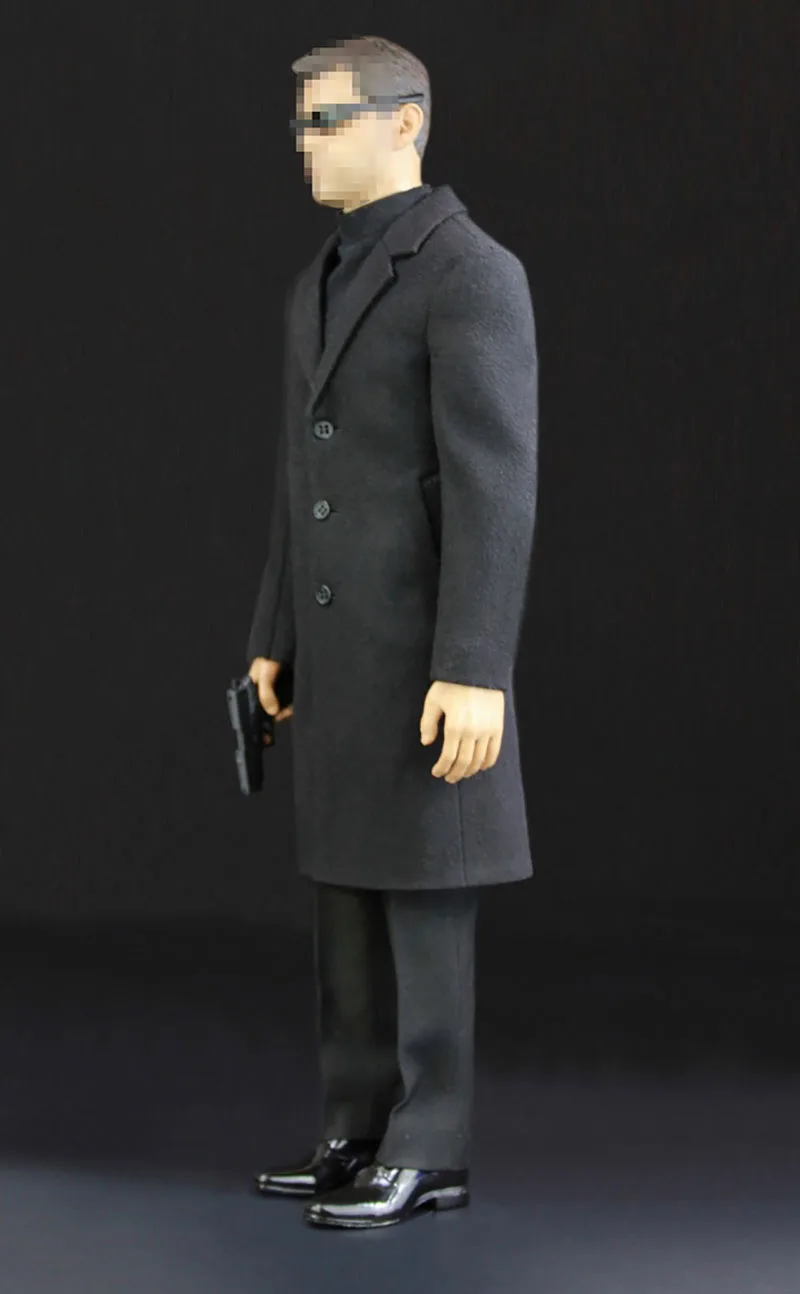 Toy Center CEN-M03 1/6 Male Soldier Classic Black Set Black Agent of Overcoat Suit Fit 12'' Action Figure Body Doll