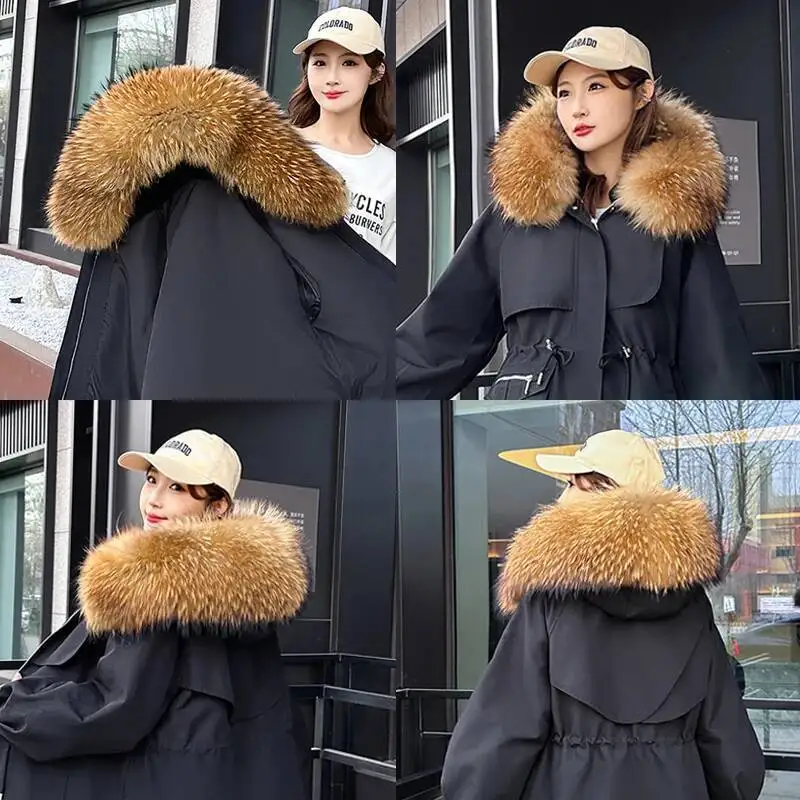 100% vera pelliccia collo donna pelliccia di procione sciarpa sciarpe calde pelliccia naturale Trim per cappuccio uomo cappotto parka giacche