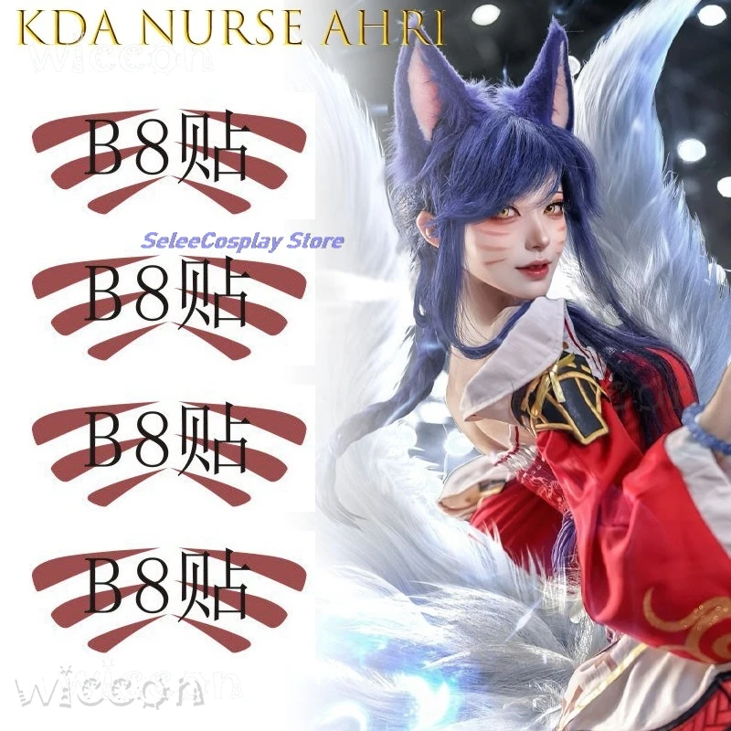 

Anime cosplay déguisement Ahri KDA Nurse Theme Temporary Face Tattoo Stickers FoWomen Cosplay Festival Kpop Fox Cosplay