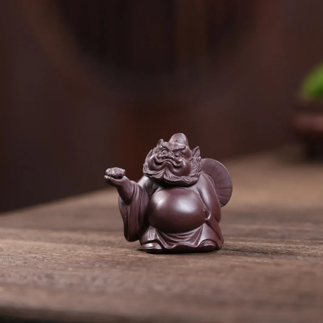 Purple Clay Tea Pet Little Zhongkui, Handcrafted By Renowned Artist Liu Fengjun, Premium Item That Can Be Nurtured And Brings We