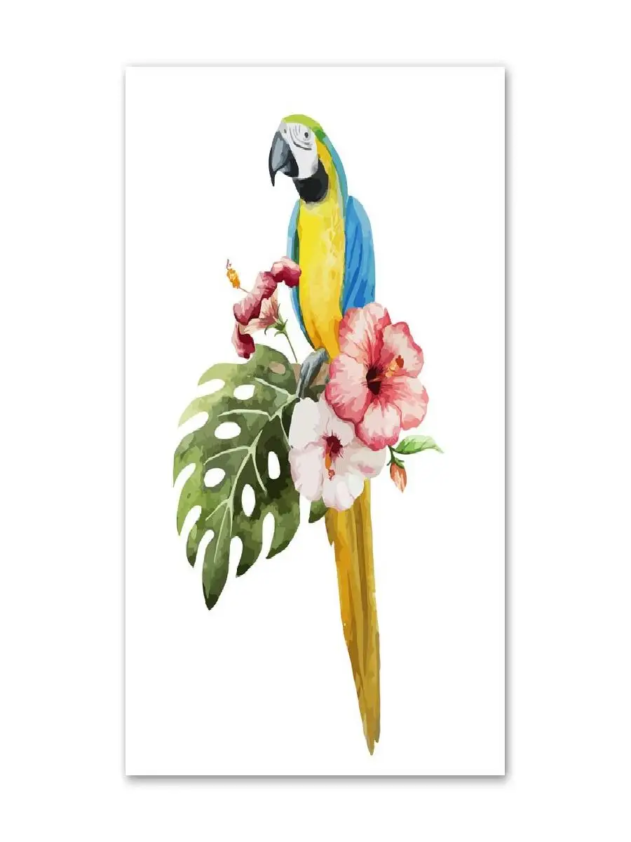 Nordic Style Bird Canvas Art  Macaw Rosella Toucan  Monstera  Tropical Wall Decor for Kids Room