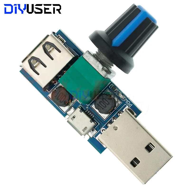 โมดูลควบคุมความเร็วพัดลม 5V PWM,มินิ USB DC Cooling Governor 4-Speed ​​ปรับสำหรับ PC Case 3D เครื่องพิมพ์เงียบ