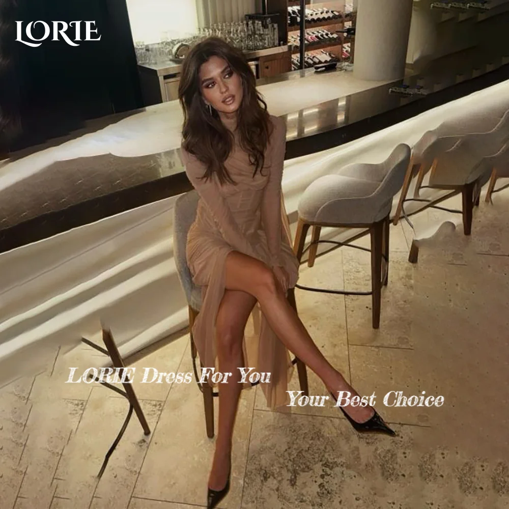 

LORIE Lace Saudi Party Dress Off Shoulder High Slit A-Line Evening Dress Prom Dress Chiffon Illusion Party Gown Club Customized