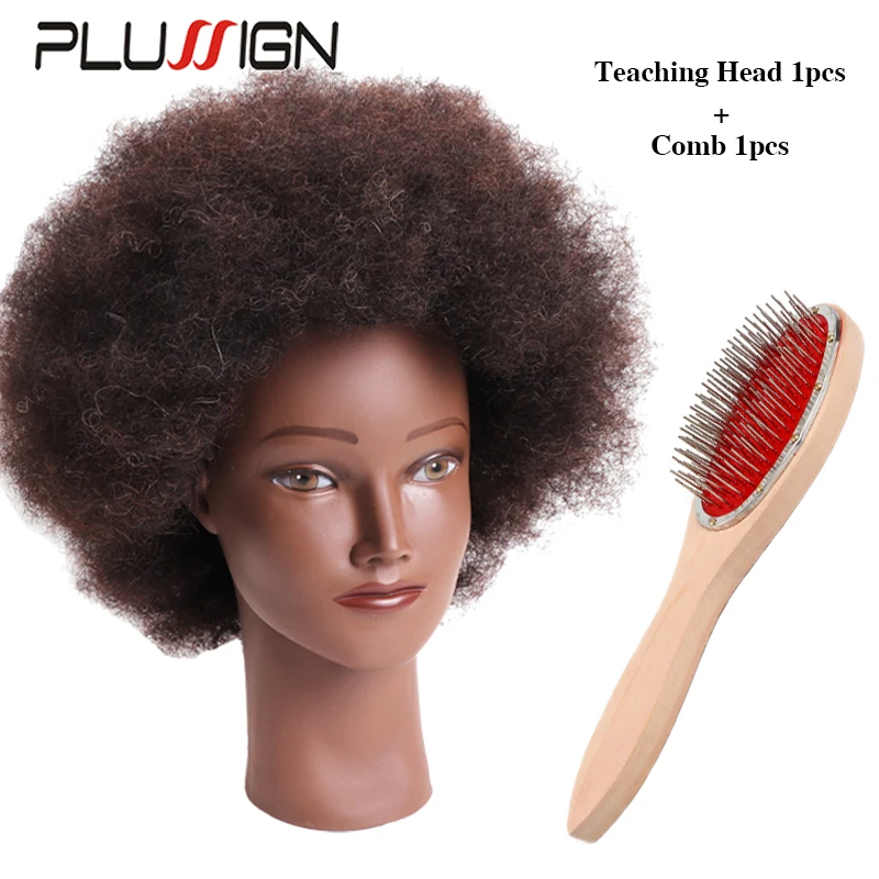 

Afro Mannequin Head With 100% Human Hair For Braiding Cutting Styling Dyeing Curly Hair Training Head And Wooden Hair Comb Kit