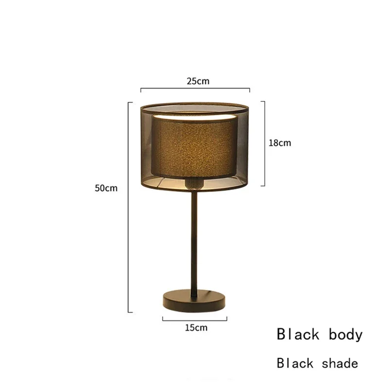 Europe Creative Bedside Lamp Double-layer Fabric Table Lamp for Living Room Bed Lamp Decoration Study 90-260V  LED Desk Light