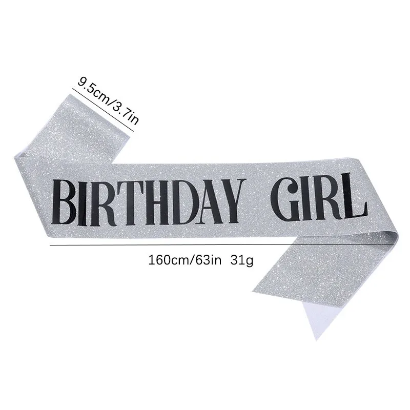 Birthday Girl Sash for Girls Women 16th 18th 20th 21st 30th Happy Birthday Party Decoration Supplies Glitter Satin Birthday Sash