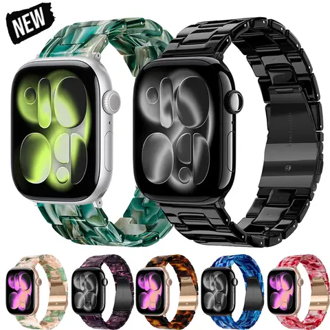 Resin Strap for Apple Watch Ultra 3 49mm 11 10 42mm 46mm Woman Comfortable Bracelet For iWatch 9 7 8 6 5 SE3 45mm 41mm 44mm 40mm