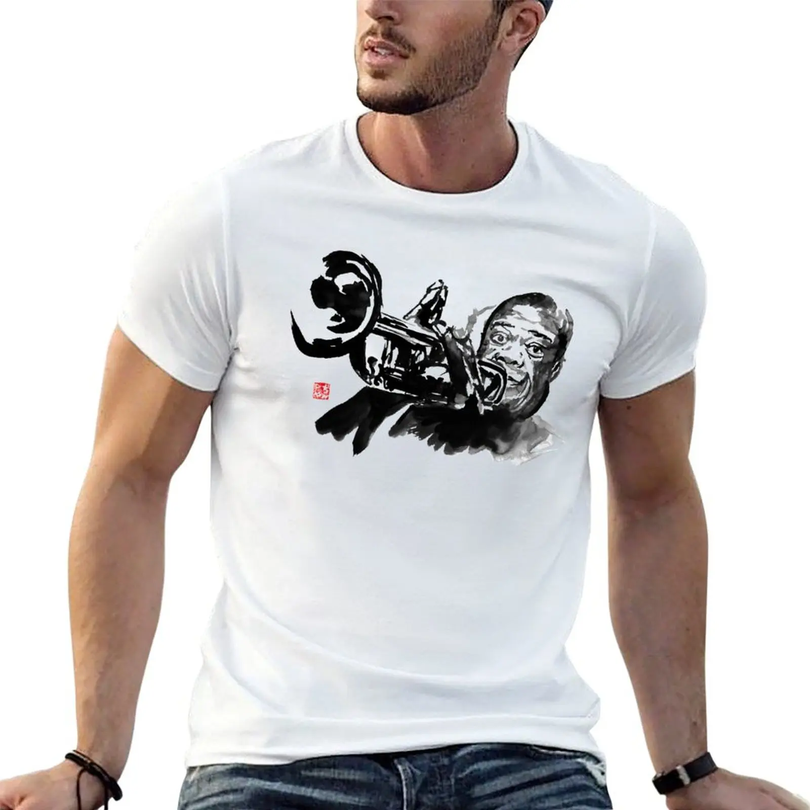 louis armstrong T-Shirt Heavy Duty Casual Work Tee
