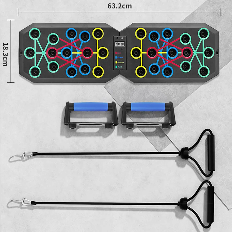 Foldable Push Up Board with Timer Counter Multi-functional Chest Ab Trainer Portable Fitness Gear