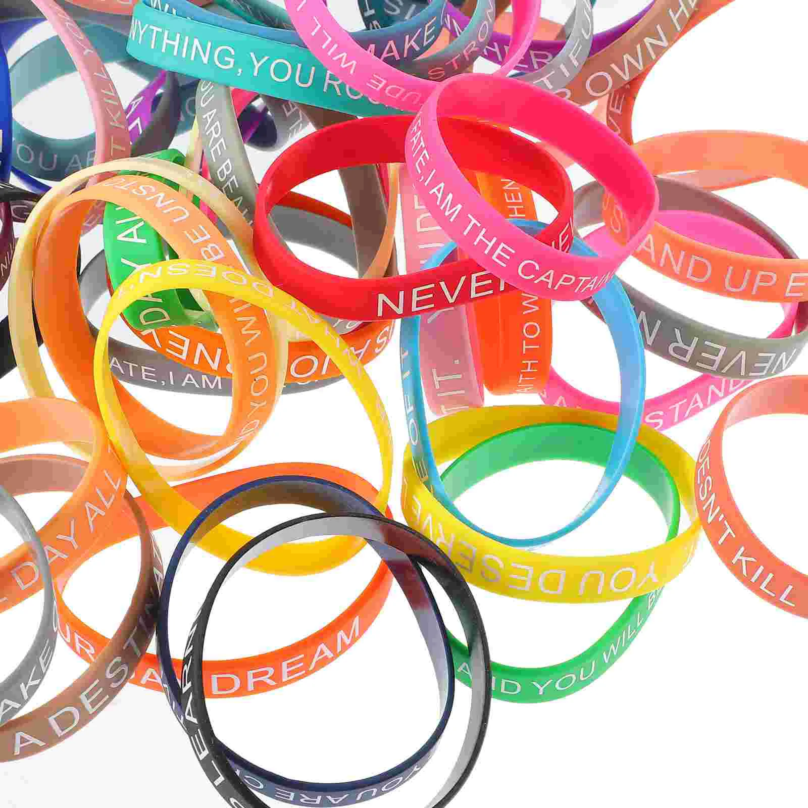 60 Pcs Motivational Bracelet Colored Inspirational Bracelets Stretch Unisex Wristbands Words Quote DIY