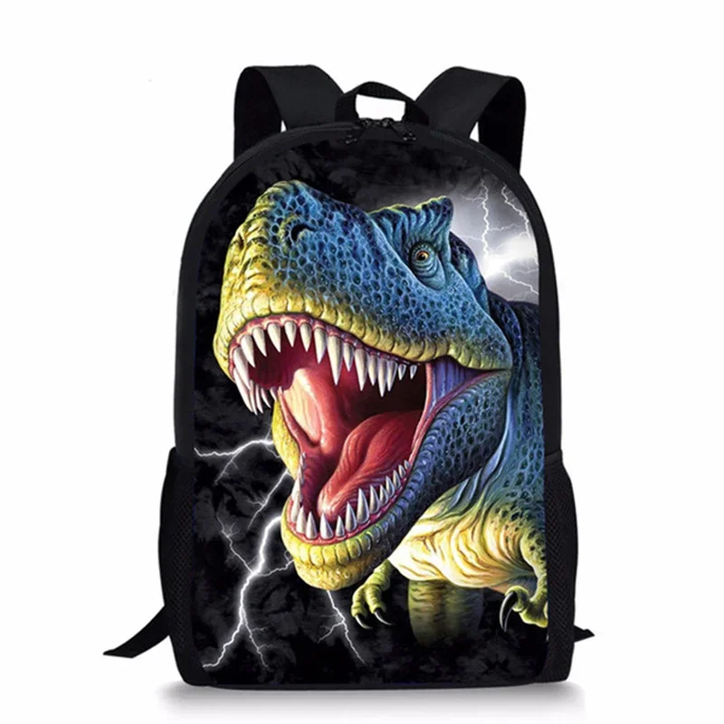 Dinosaur 3D Print School Bag para meninos e meninas, mochila, bolsa, laptop, aluno, criativo, moda