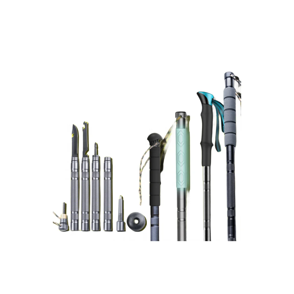lFolding Telescopic Outdoor Hiking Cane Trekking Self Defense Walkin