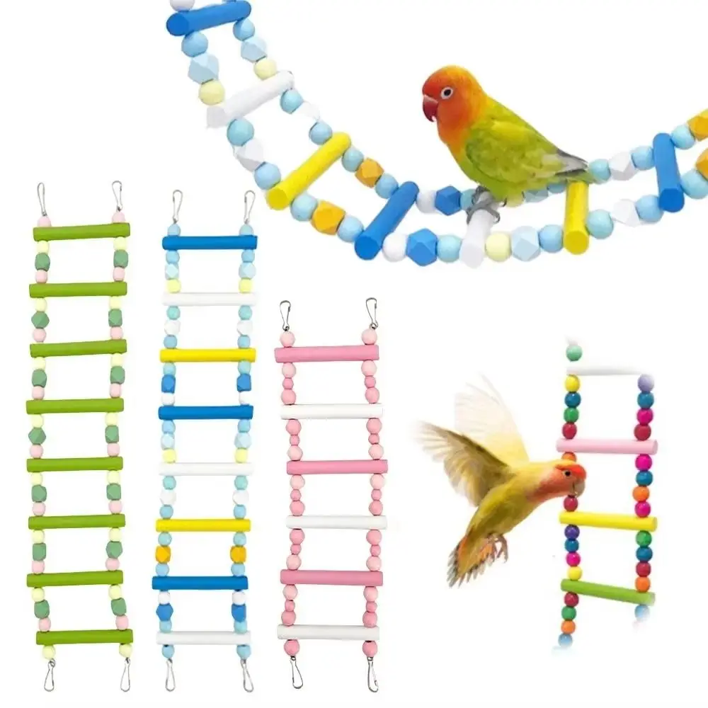 

Colorful Wooden Parrot Ladder Interactive Sturdy Bird Climbing 8/10/12 Step Ladders Grinding Claws Pet Bird Steps