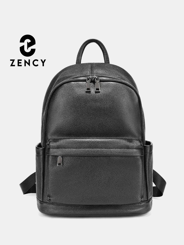 Zency Women's Leather Backpack 100% Genuine Natural Travel Work Campus Bag with Laptop Compartment Carry-on Book bag