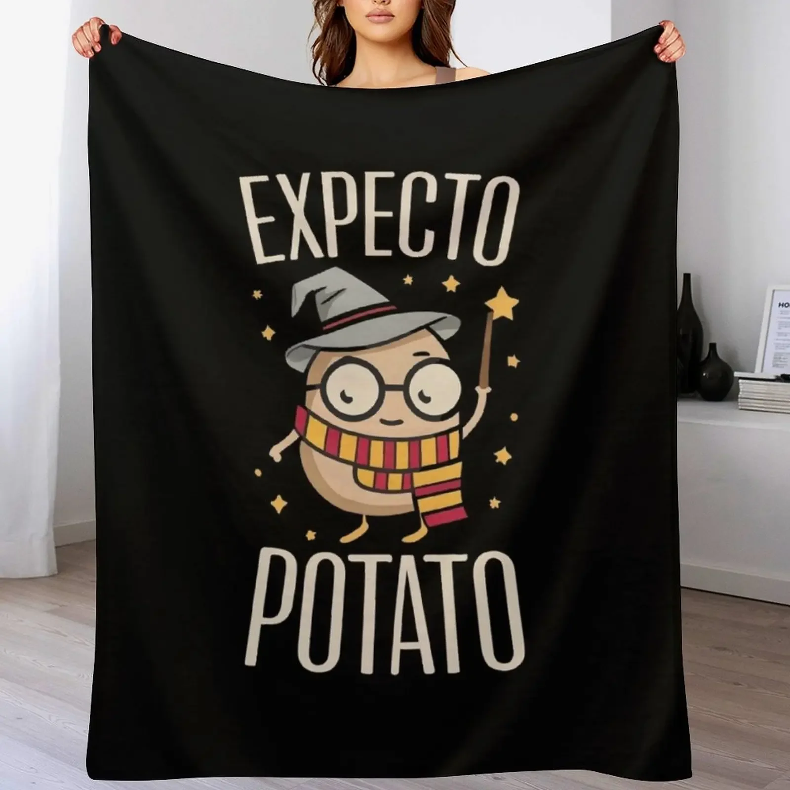Expecto Potato - Wizard Funny Throw Blanket All Season Lightweight Soft Blanket for Bed