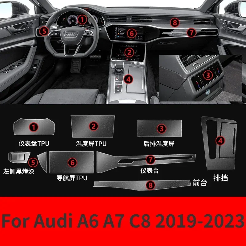 

For Audi A6 A7 C8 2023-2019Car Interior Center console Transparent TPU Protective film Anti-scratch Repair film Accessorie Refit