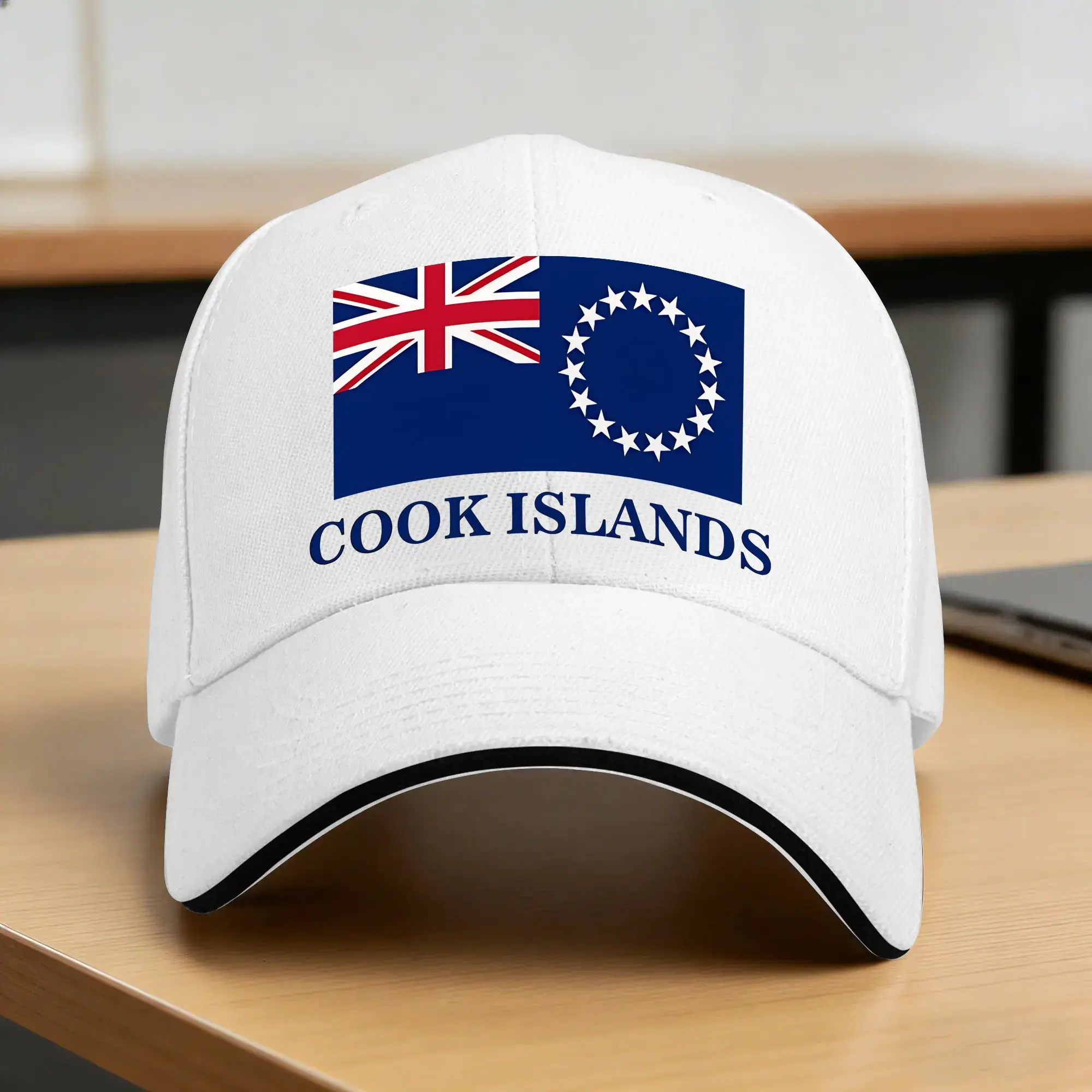 Summer Cook Islands Flag Baseball Cap  Outdoor Gym Fitted Retro Design Sun Trucker Hat Unisex-Teens Breathable Baseball Caps
