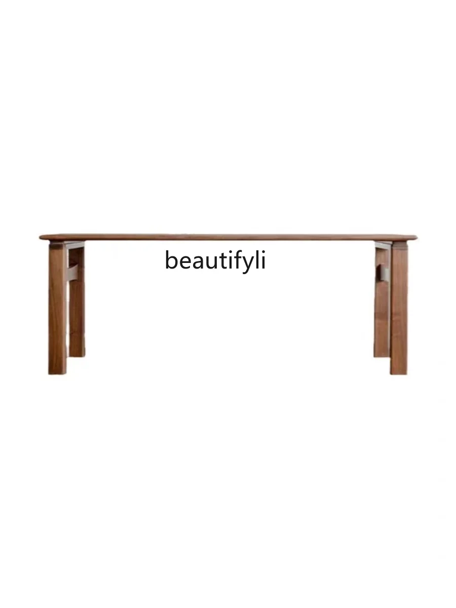 New Dining Table Black Walnut Solid Wood Long Table Workbench Rectangular Simple Living Room