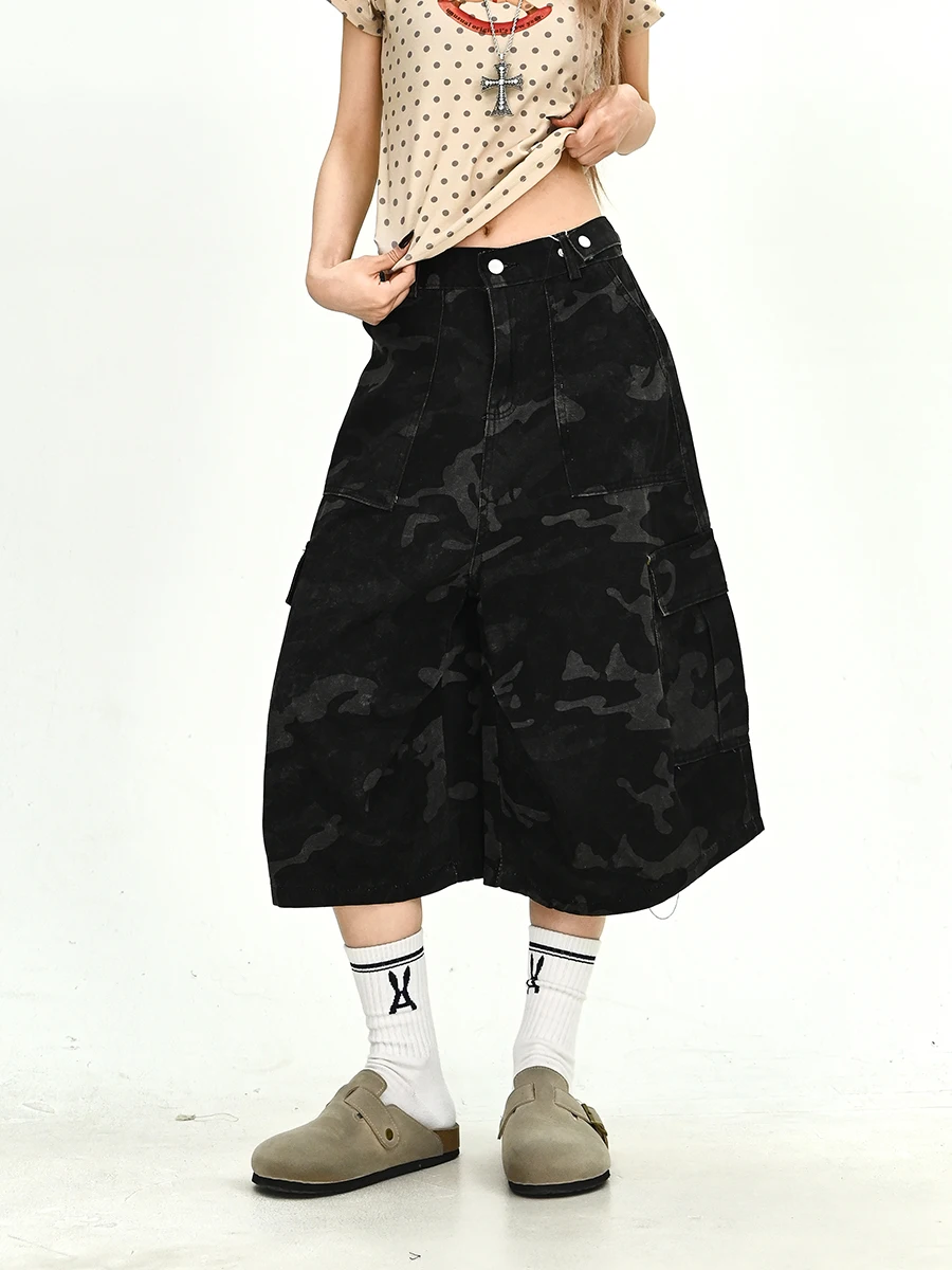 Casual Camouflage Workwear Pants Loose Wide Leg Seven-Foot Women's Summer 2026 New Style Street Retro Match All PMFIVEE