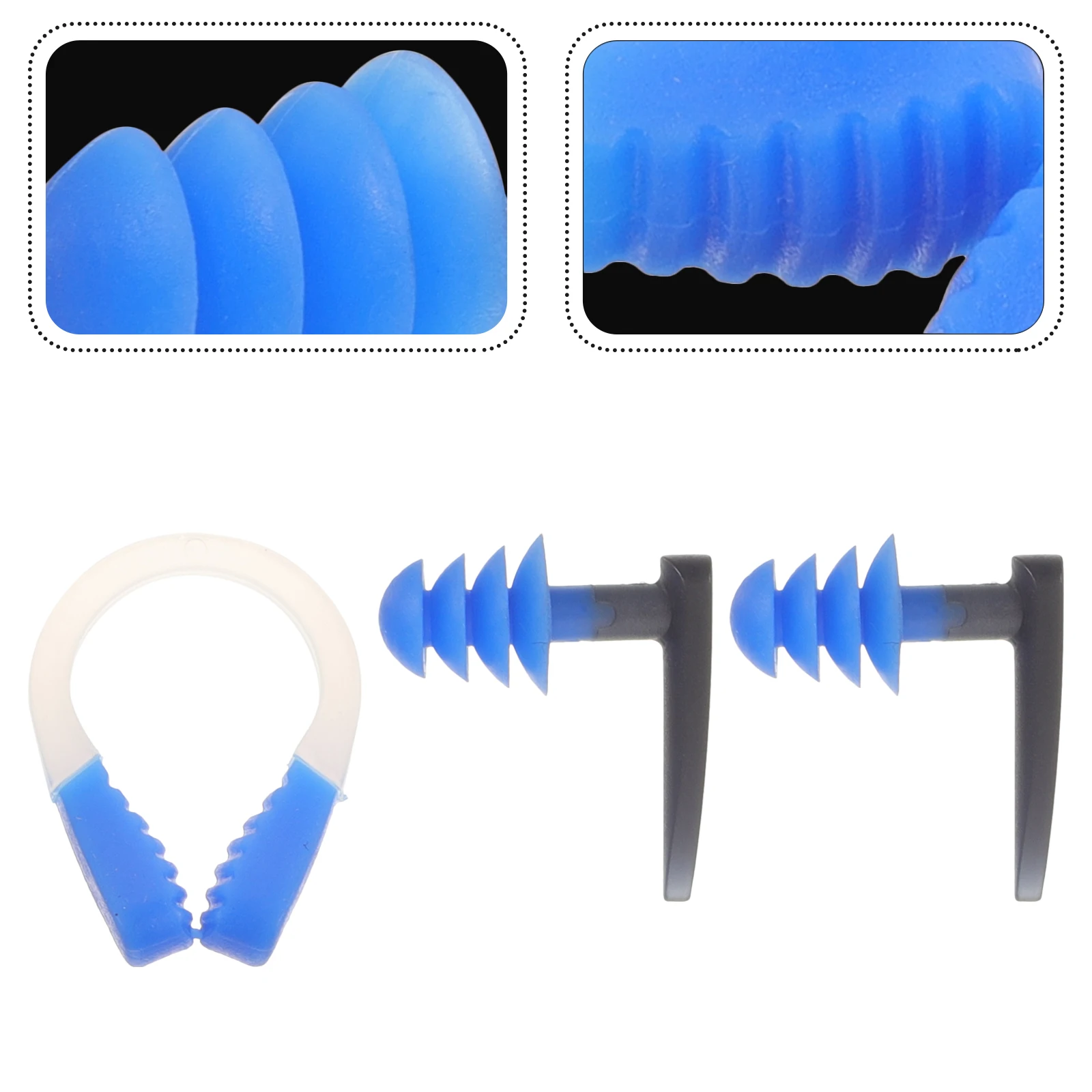 

Swimming Earplugs Nose Clip Kids Adult Waterproof Silicone Ear Buds Plugs Bathing Diving Blue Set Practical Hygiene Maintenance
