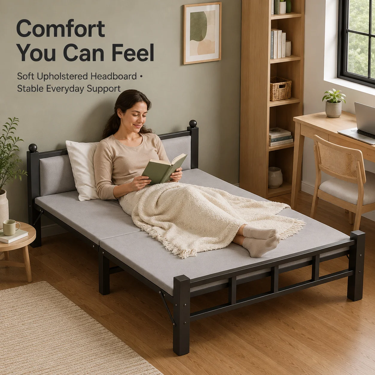 AOLIVIYA Portable Folding Bed For Home Use Single Simple Nap Adult Dormitory Double Hard Board Iron Frame Modern Comfortable B48
