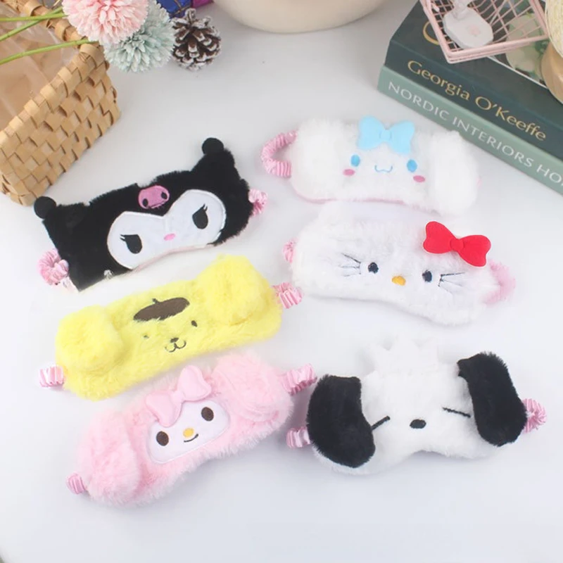 Cartoon Lunch Break Sleep Ladies Eye Protection Kawaii Sanrio Hello Kitty Plush Eye Mask Anime Cinnamoroll Blackout Eye Mask