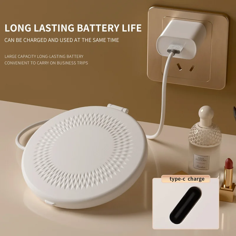 ledPortable Folding Flip Makeup Mirror, On-the-Go Touch-Up Mirror, Rechargeable Travel Mini Mirror