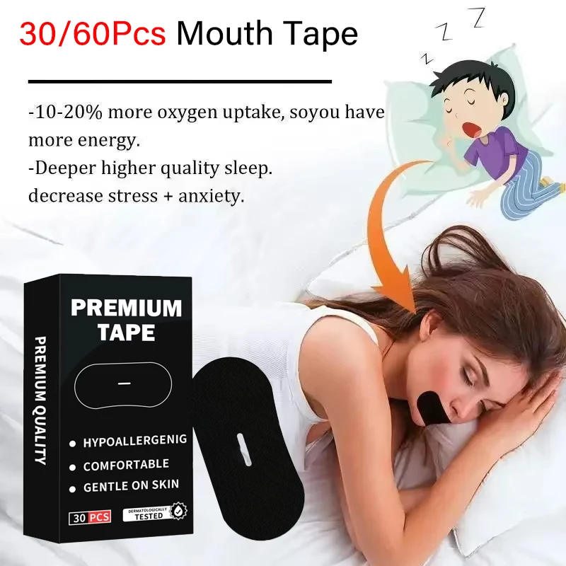 30/60Pcs Mouth Tape Sleeping Keep Mouth Close Prevent Snoring Gentle Sleep Strip for Home Travel Mouth Tape Mouth Tape