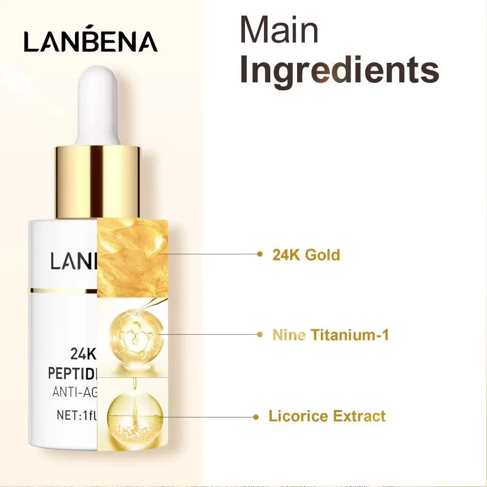 LANBENA Bestseller 24K Gold Peptid Serum zur Entfernung dunkler Flecken und Hautstraffung – Detail 5