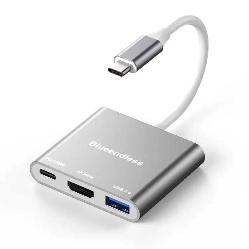 Blueendless Type C Adapter to PD USB HDTV 4K HDTV-Compatible Adapter Converter Laptop Hub Docking Station for Macbook Laptop