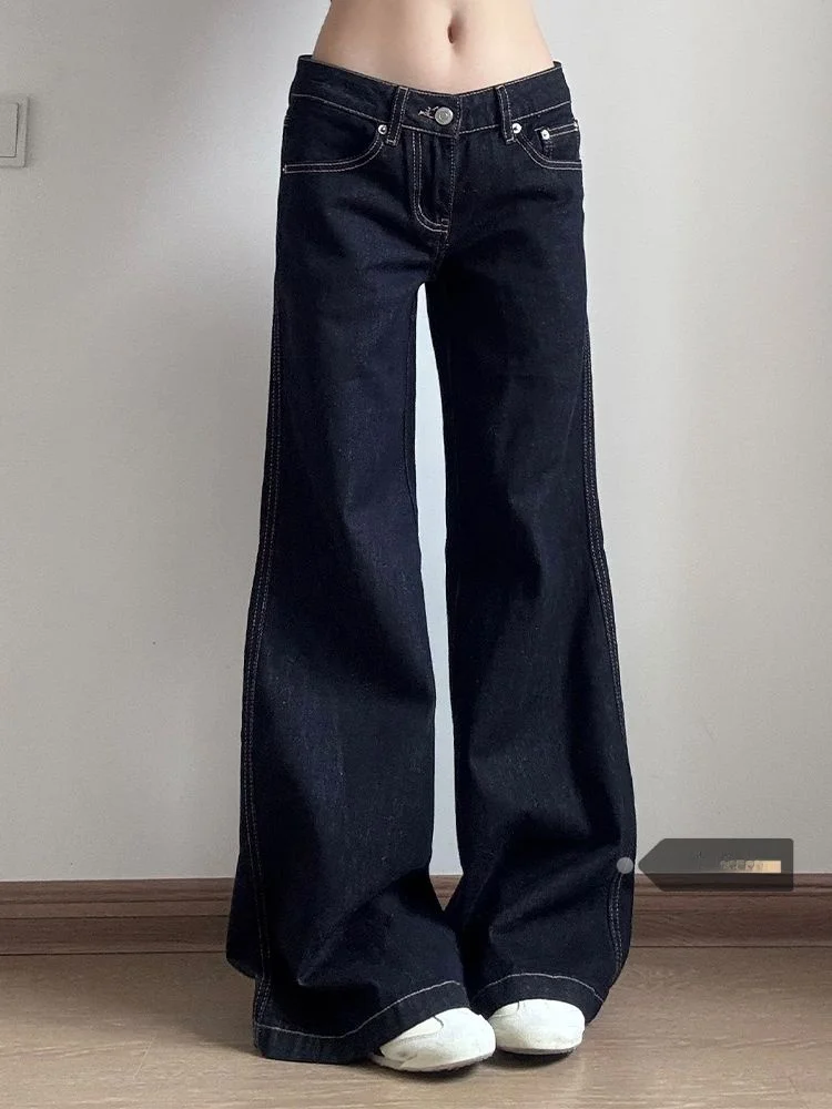 

Облегающие прямые джинсы с низкой талией для женщин, модные широкие брюки, осень-зима, новые расклешенные брюки цвета k