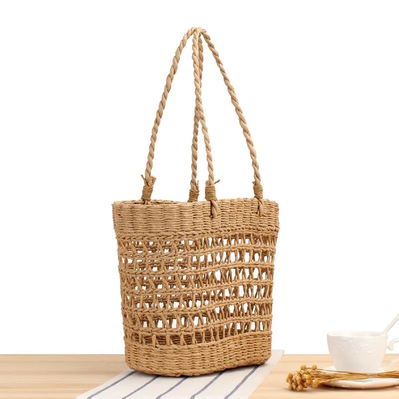 New Hollow Out Hand Woven Bag Holiday One Shoulder Straw Woven Bag Mori Leisure Beach Women's Bag