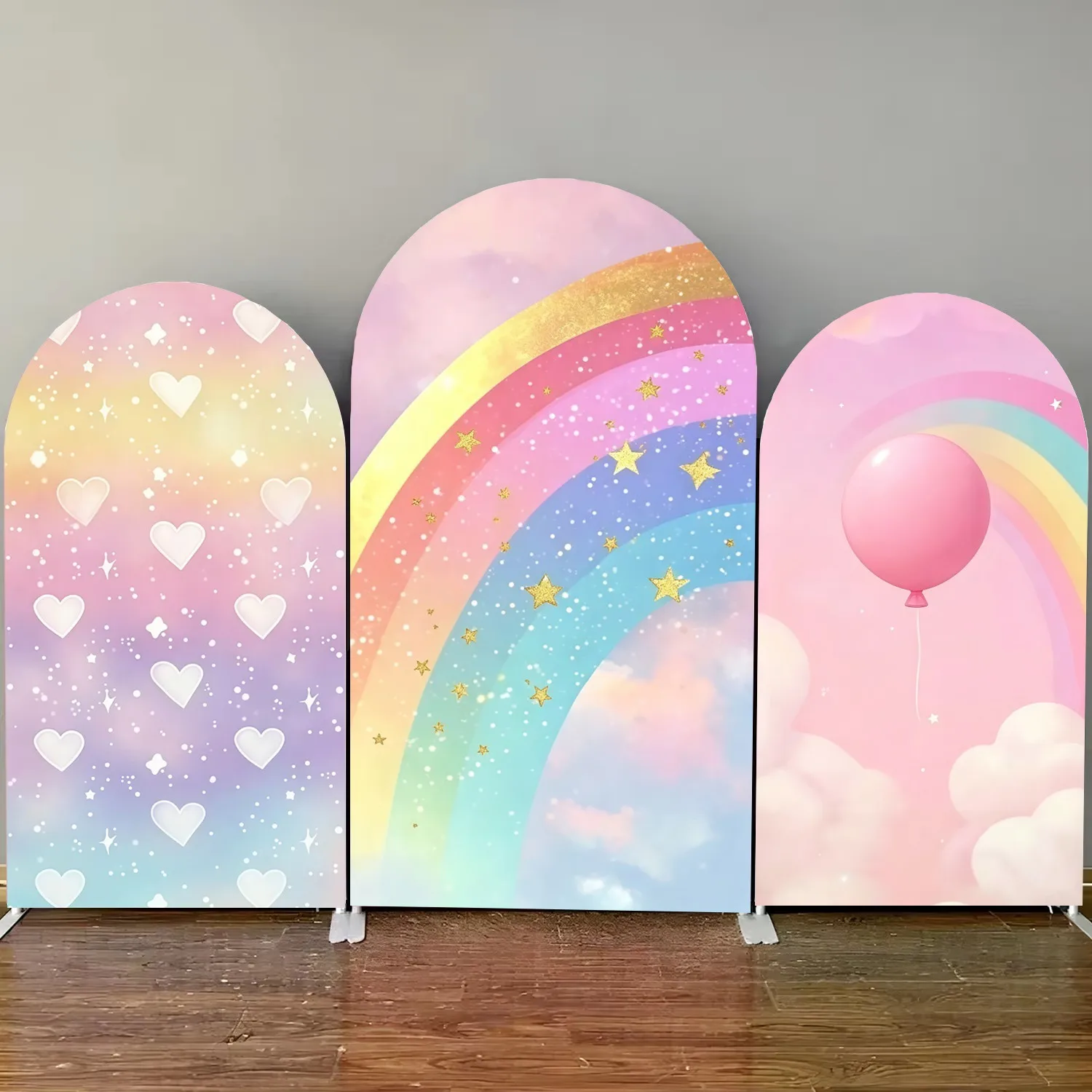 Rainbow Theme Arch Backdrop Cover Girls Birthday Party Baby Shower Decoration Spandex Elastic Arch Cover Customize Background